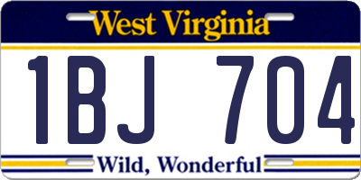 WV license plate 1BJ704