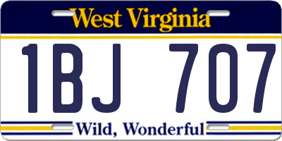 WV license plate 1BJ707