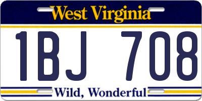 WV license plate 1BJ708
