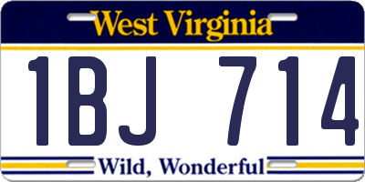 WV license plate 1BJ714