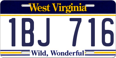 WV license plate 1BJ716