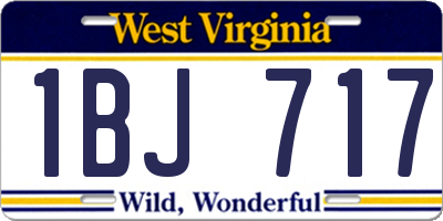 WV license plate 1BJ717