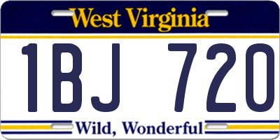 WV license plate 1BJ720