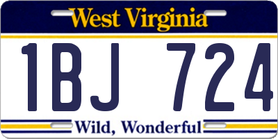 WV license plate 1BJ724
