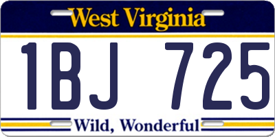 WV license plate 1BJ725