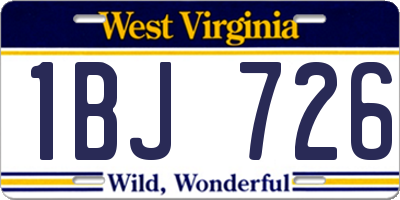 WV license plate 1BJ726