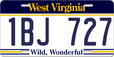WV license plate 1BJ727