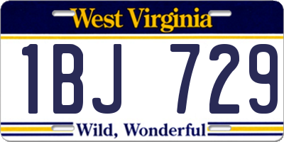 WV license plate 1BJ729