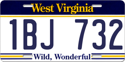 WV license plate 1BJ732