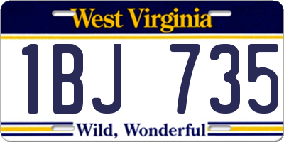 WV license plate 1BJ735