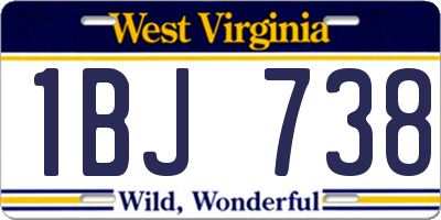 WV license plate 1BJ738