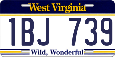 WV license plate 1BJ739