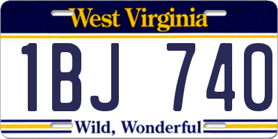 WV license plate 1BJ740