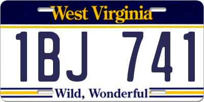 WV license plate 1BJ741