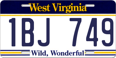 WV license plate 1BJ749
