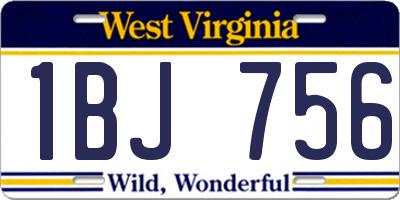 WV license plate 1BJ756
