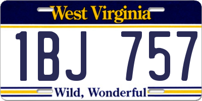 WV license plate 1BJ757