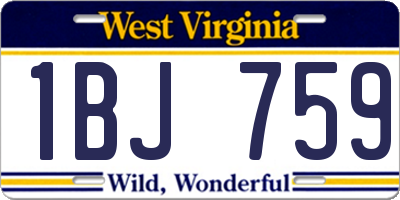 WV license plate 1BJ759
