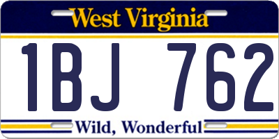 WV license plate 1BJ762