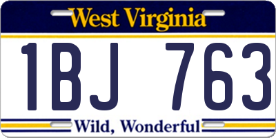 WV license plate 1BJ763