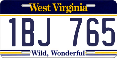 WV license plate 1BJ765