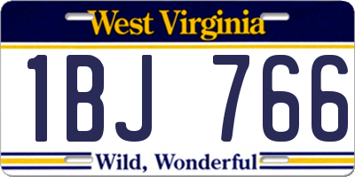 WV license plate 1BJ766