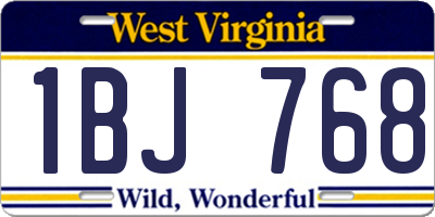 WV license plate 1BJ768