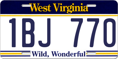 WV license plate 1BJ770