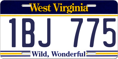 WV license plate 1BJ775