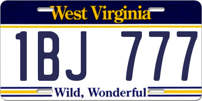 WV license plate 1BJ777