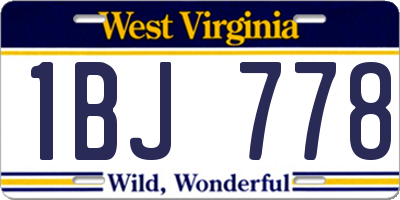 WV license plate 1BJ778
