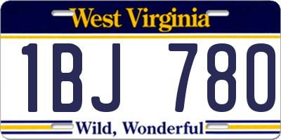 WV license plate 1BJ780