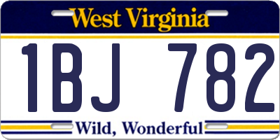 WV license plate 1BJ782