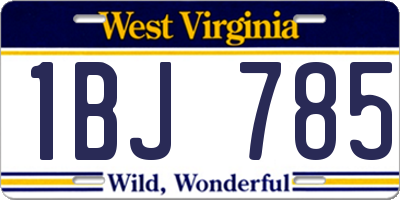 WV license plate 1BJ785