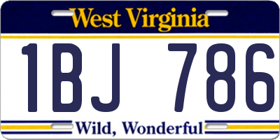 WV license plate 1BJ786