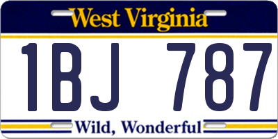 WV license plate 1BJ787