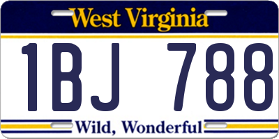 WV license plate 1BJ788