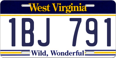 WV license plate 1BJ791