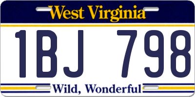 WV license plate 1BJ798
