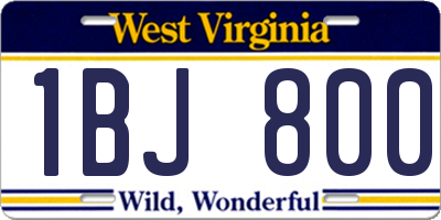 WV license plate 1BJ800