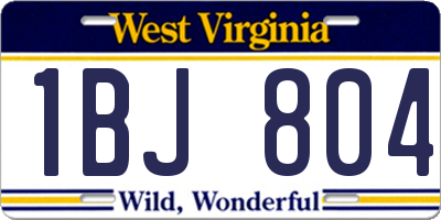 WV license plate 1BJ804