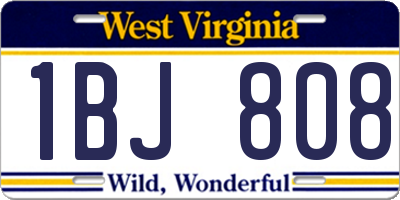 WV license plate 1BJ808