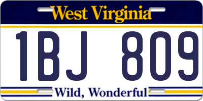 WV license plate 1BJ809