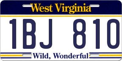 WV license plate 1BJ810