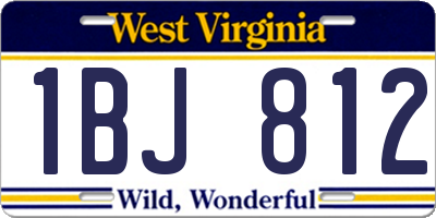 WV license plate 1BJ812