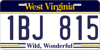 WV license plate 1BJ815