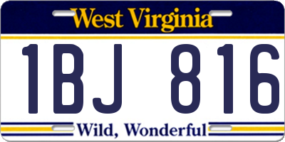 WV license plate 1BJ816