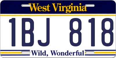 WV license plate 1BJ818