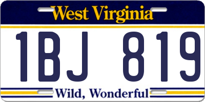 WV license plate 1BJ819