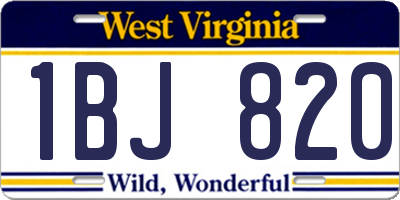 WV license plate 1BJ820
